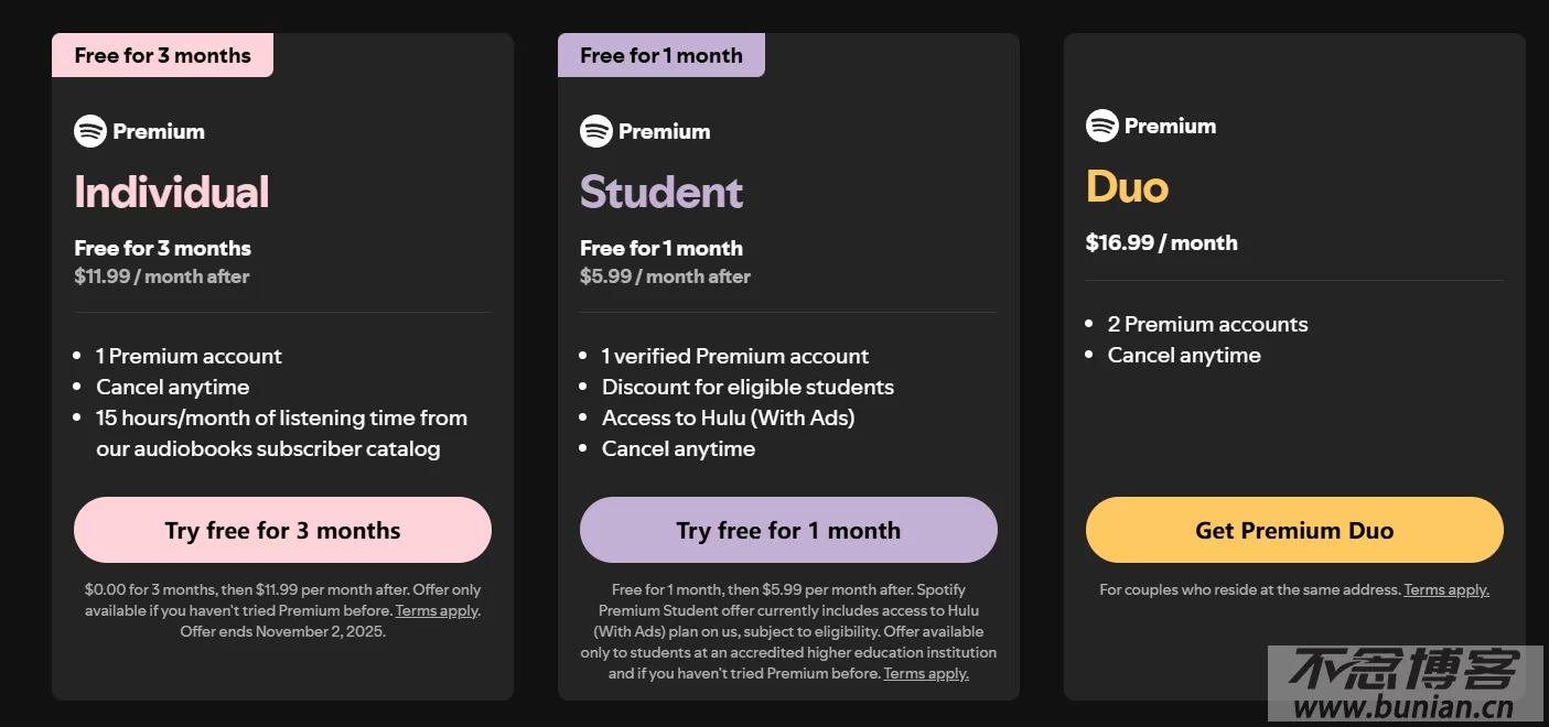 Spotify会员多少钱一个月？（17元/月，低价开通指南）-不念博客